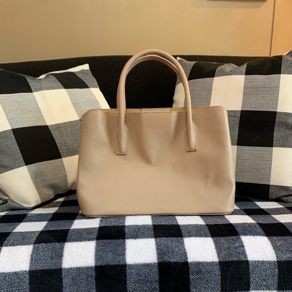Natural Beauty Basic Handbags - Natural Beauty Basic Cream & Gold Top Handle Purse w/ Removable shoulder strap